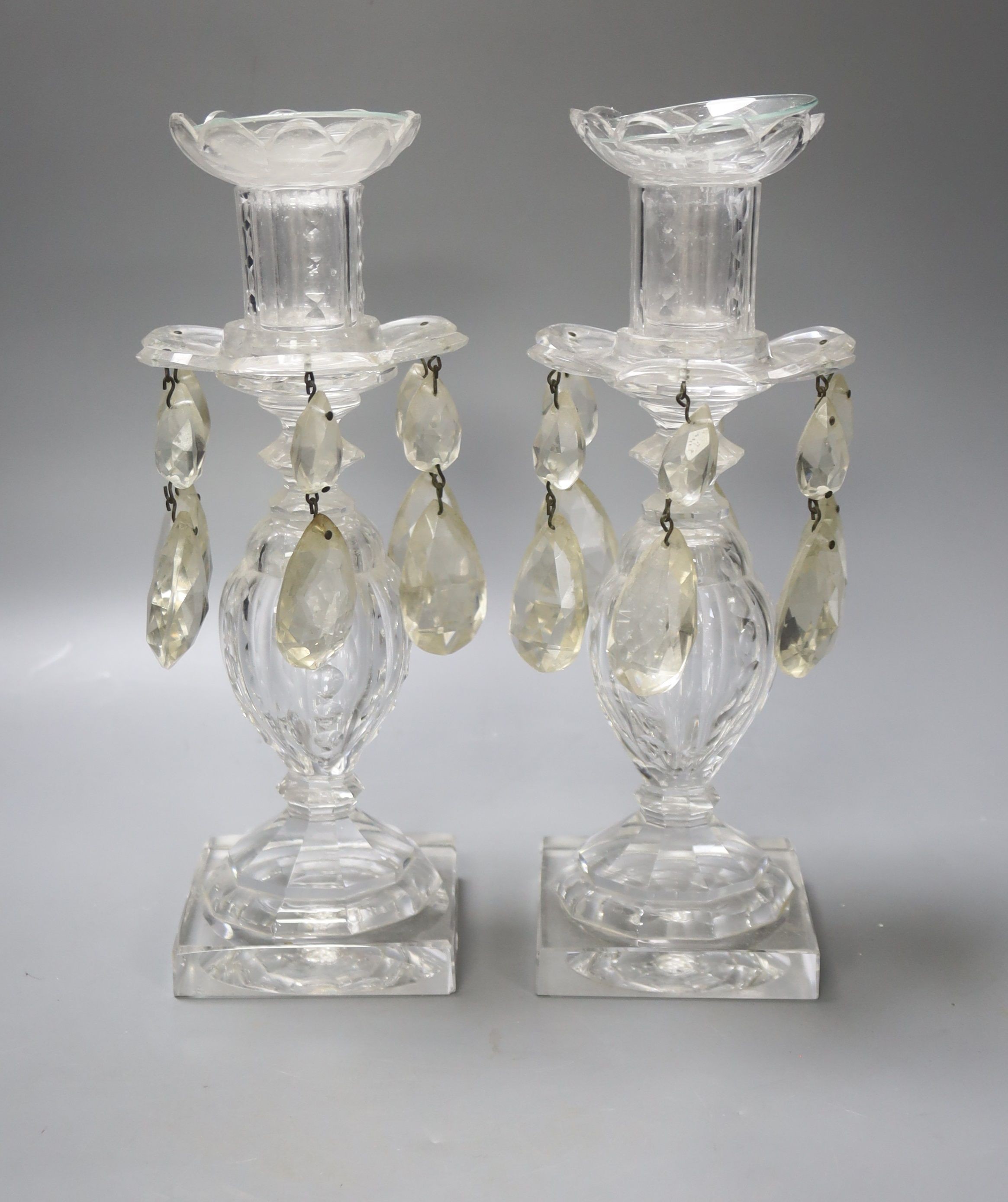 A pair of cut glass lustres, circa 1800